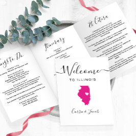 Elke kleur Illinois bruiloft welkomsttas reisschem Drieluik Programma