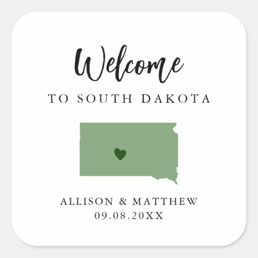 Elke Kleur in South Dakota Weddenschap Welkomsttas Vierkante Sticker (Voorkant)