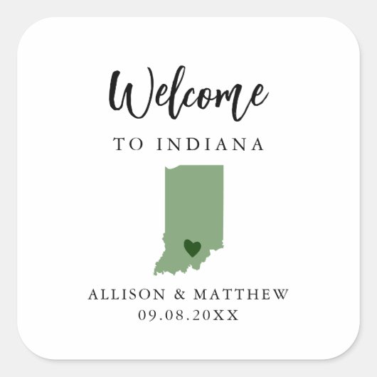 Elke Kleur-Indiana bruiloft Welkomsttas of doos Vierkante Sticker (Voorkant)