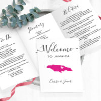 Elke kleur Jamaica bruiloft welkom reisroute brief