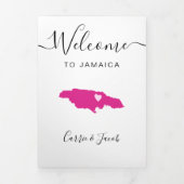 Elke kleur Jamaica bruiloft welkom reisroute brief Drieluik Programma (Cover)