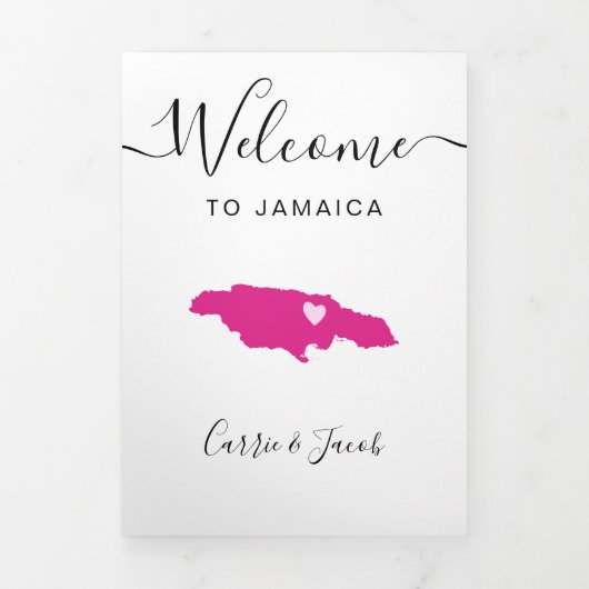 Elke kleur Jamaica bruiloft welkom reisroute brief Drieluik Programma (Cover)