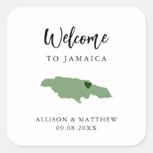 Elke Kleur Jamaica Weduwwelkomsttas of doos Vierkante Sticker