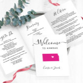 Elke kleur Kansas bruiloft welkom reisroute brief Drieluik Programma