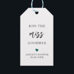 Elke kleur Kus het Miss Goodbye Vrijgezellenfeest Cadeaulabel<br><div class="desc">Dit zijn de perfecte kleine cadeautjes labels. U kunt de kleuren voor om het even welk deel van dit ontwerp uitgeven. Om kleuren te veranderen, personaliseert de klik en dan "uitgeeft gebruikend het ontwerphulpmiddel." Selecteer het element u wenst uit te geven, dan gebruik de hulpmiddelen om de veranderingen aan te...</div>