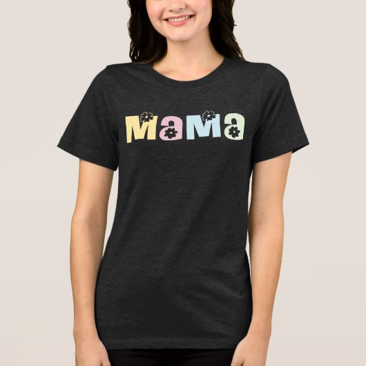 Elke kleur Kute Retro Floral mam MAMA Tri-Blend Shirt (Voorkant)
