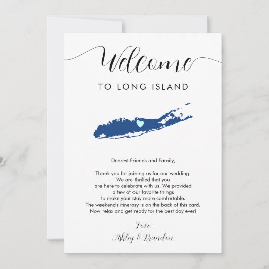 Elke Kleur Long Island Huwelijks Welkom Itinerariu (Voorkant)