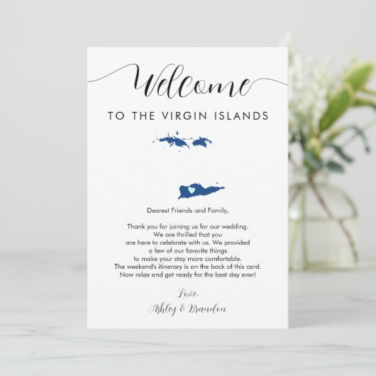 Elke kleur Maagdeneilanden bruiloft welkom route (Staand voorkant)