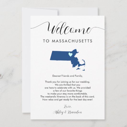 Elke kleur Massachusetts bruiloft welkom route (Voorkant)