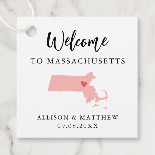 Elke Kleur Massachusetts Weddenschap Welkomsttas Bedankjes Labels (Voorkant)
