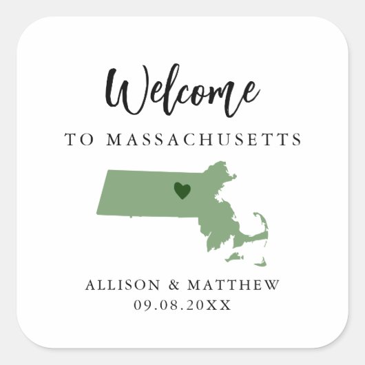 Elke Kleur Massachusetts Weddenschap Welkomsttas o Vierkante Sticker (Voorkant)