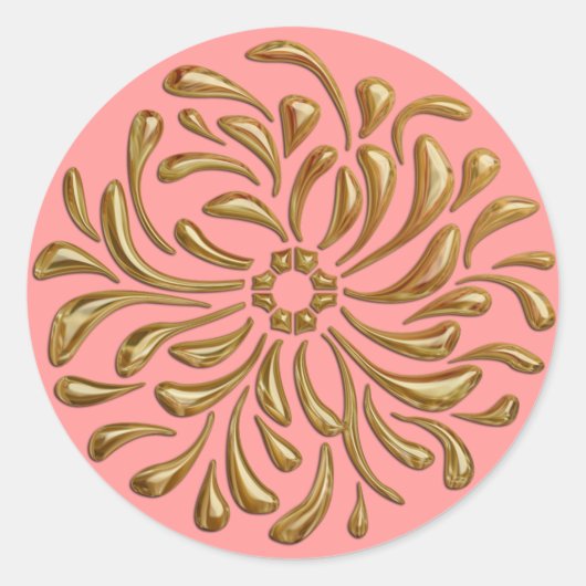 Elke kleur met Gold Design Seal Ronde Sticker (Voorkant)