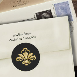 Elke kleur met Gold Fleur de Lis Envelope Seal Ronde Sticker