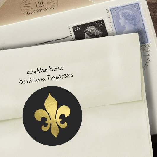 Elke kleur met Gold Fleur de Lis Envelope Seal Ronde Sticker