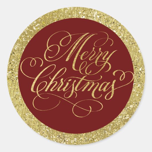 Elke kleur met gouden rand en prettige kerst ronde sticker (Voorkant)