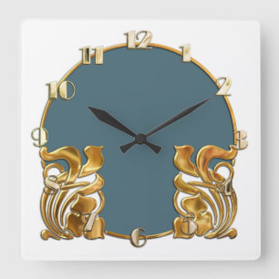 Elke kleur met White Art Deco Gold Design Vierkante Klok