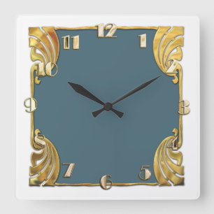 Elke kleur met White Art Deco Gold Design Vierkante Klok