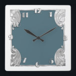 Elke kleur met White Art Deco Silver Design Vierkante Klok<br><div class="desc">Elke kleur met witte Art Deco Silver Design ontworpen door Umua. Gedrukt en verzonden door Zazzle of haar partners.</div>