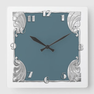 Elke kleur met White Art Deco Silver Design Vierkante Klok