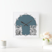 Elke kleur met White Art Deco Silver Design Vierkante Klok (Huis)