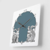 Elke kleur met White Art Deco Silver Design Vierkante Klok (Hoek)