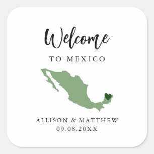 Elke Kleur Mexico Weduwwelkomsttas of doos Vierkante Sticker