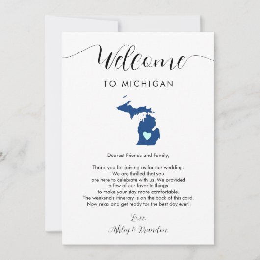 Elke kleur Michigan bruiloft welkom route (Voorkant)