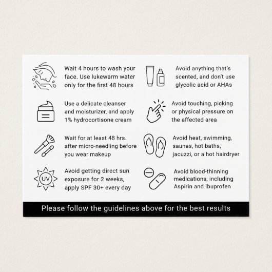 Elke Kleur Microneedling Aftercare Kaart (Achterkant)