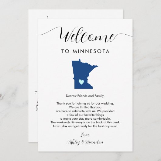 Elke kleur Minnesota bruiloft welkom route (Voorkant / Achterkant)