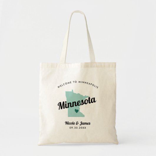 Elke Kleur Minnesota Map Wedding Welcome Bag, Tote Bag (Voorkant)