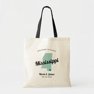 Elke Kleur Mississippi Map Wedding Welcome Bag, Tote Bag