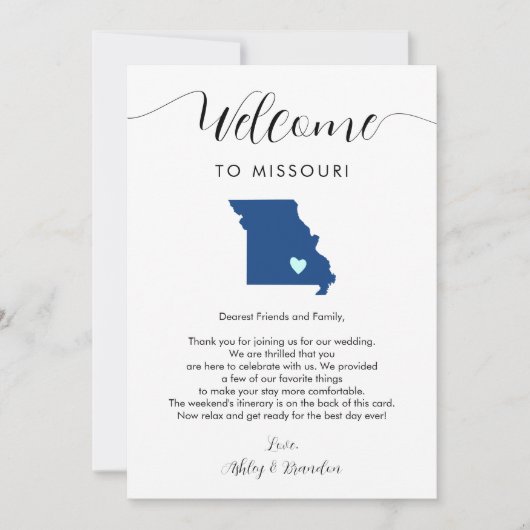 Elke kleur Missouri bruiloft welkom route (Voorkant)