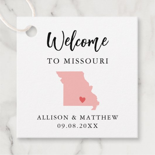 Elke Kleur Missouri Weduwwelkomsttas Bedankjes Labels (Voorkant)