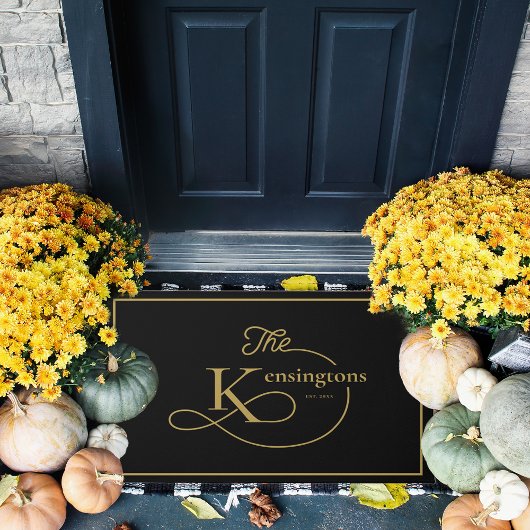 Elke kleur | Moderne familienaam Monogram Deurmat