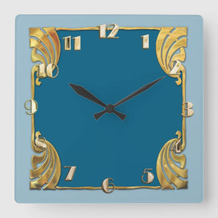 Elke Kleur Monochrome Art Deco Gouden Ontwerp Vierkante Klok