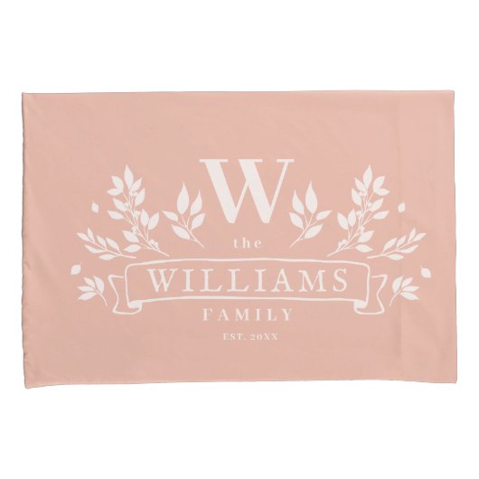 Elke kleur | Monogram bijtende familienaam Kussensloop (Voorkant-Rechts)