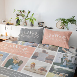 Elke kleur | Monogram bijtende familienaam Kussensloop