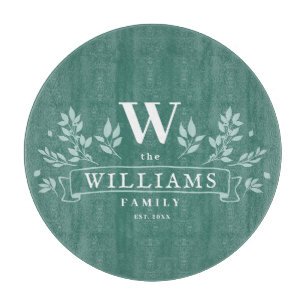 Elke kleur   Monogram bijtende familienaam Snijplank