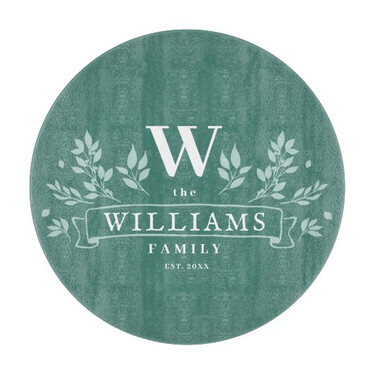 Elke kleur | Monogram bijtende familienaam Snijplank (Voorkant)