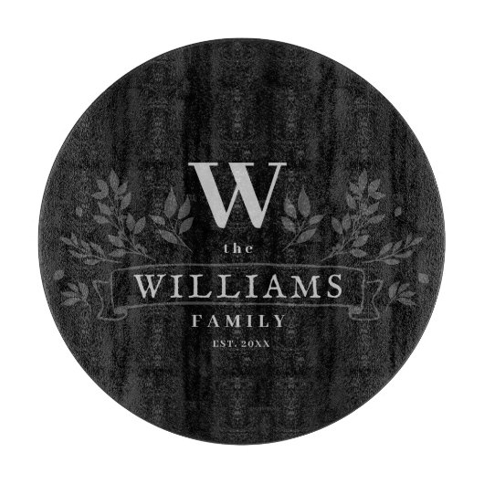 Elke kleur | Monogram bijtende familienaam Snijplank (Voorkant)