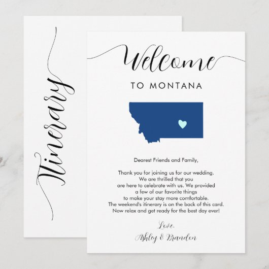Elke kleur Montana bruiloft welkom route (Voorkant / Achterkant)