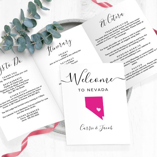 Elke kleur Nevada kaart bruiloft welkom route