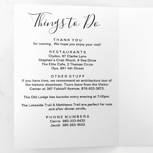 Elke kleur New Hampshire bruiloft welkom route Drieluik Programma (Binnenzijde eerst)