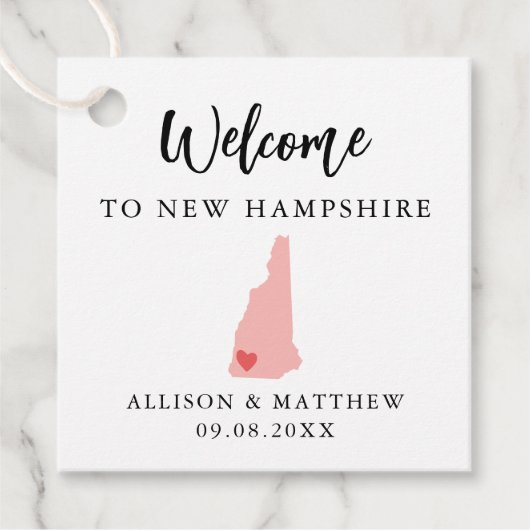 Elke kleur New Hampshire Weddenschap Welkomsttas Bedankjes Labels (Voorkant)