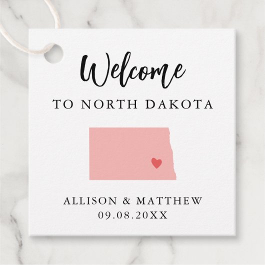 Elke Kleur noord Dakota WeduwWelkomsttas Bedankjes Labels (Voorkant)