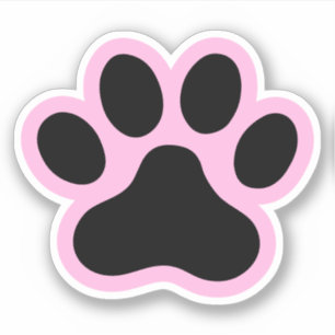Elke kleur of roze en zwarte paw print sticker