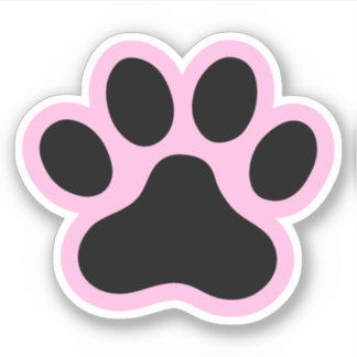 Elke kleur of roze en zwarte paw print sticker
