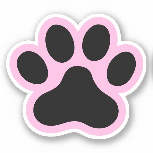 Elke kleur of roze en zwarte paw print sticker (Voorkant)