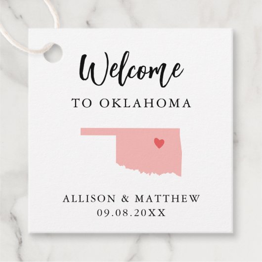 Elke Kleur Oklahoma Weddenschap Welkomsttas Bedankjes Labels (Voorkant)