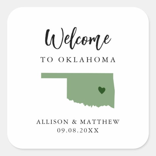 Elke Kleur Oklahoma Weddenschap Welkomsttas Vierkante Sticker (Voorkant)